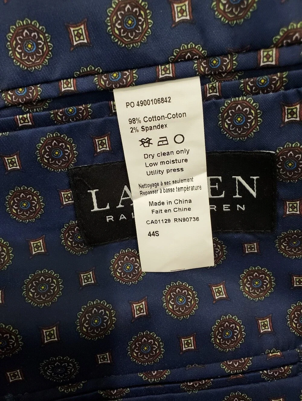 Lauren Ralph Lauren Corduroy Blazer 44S Tan Brown Lined Sport Coat Casual Jacket